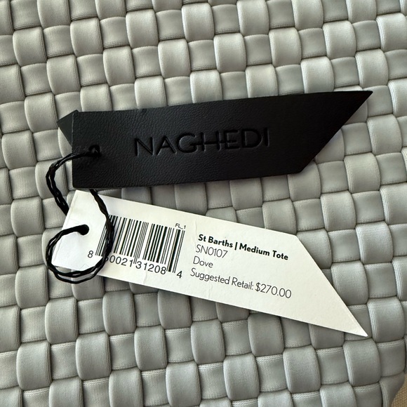 Naghedi St Barths Medium Tote Dove, Gray Woven Bag - Picture 5 of 5